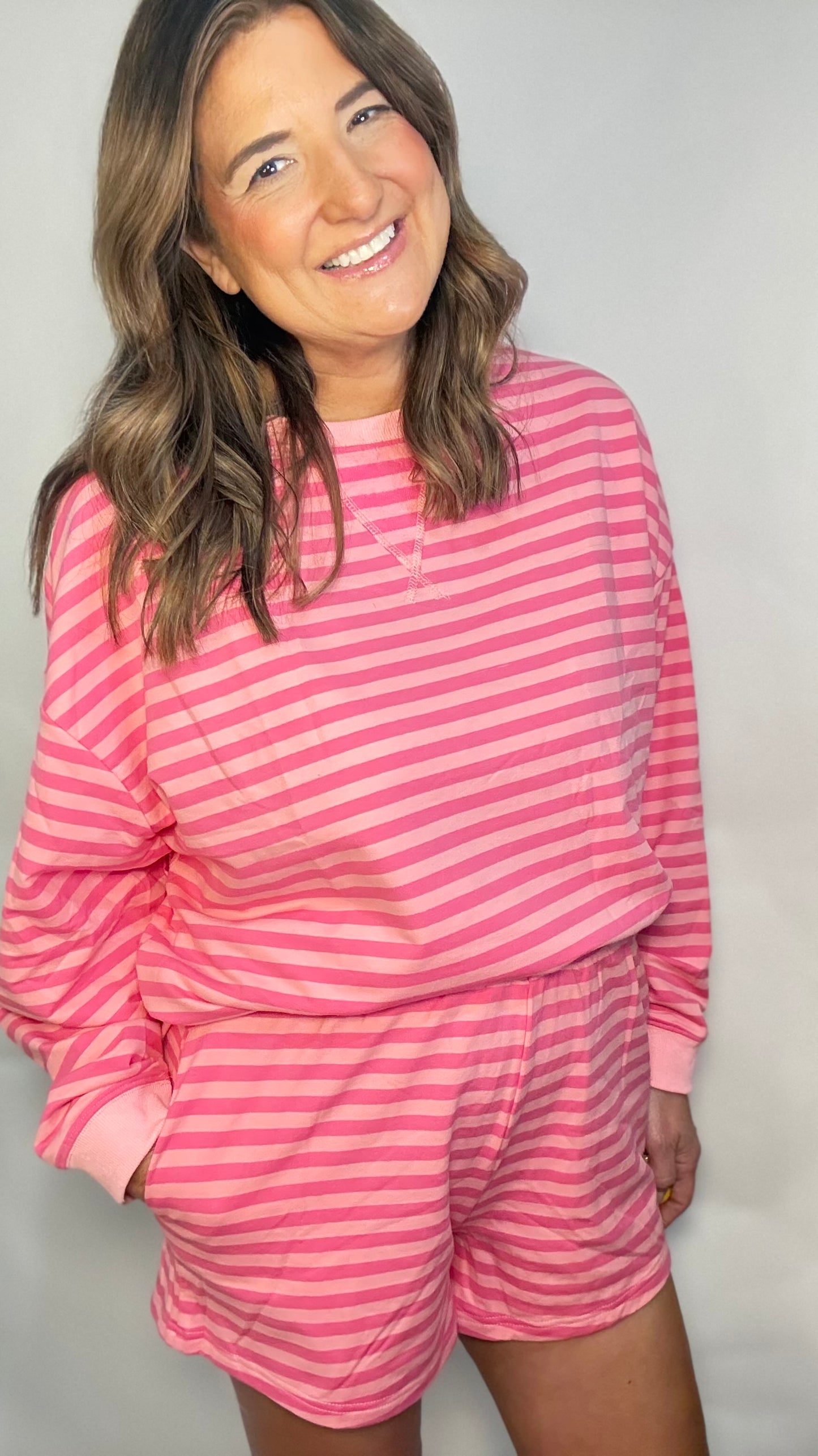 The Salty Pink Stripe Shorts Set - Triple Charm Boutique