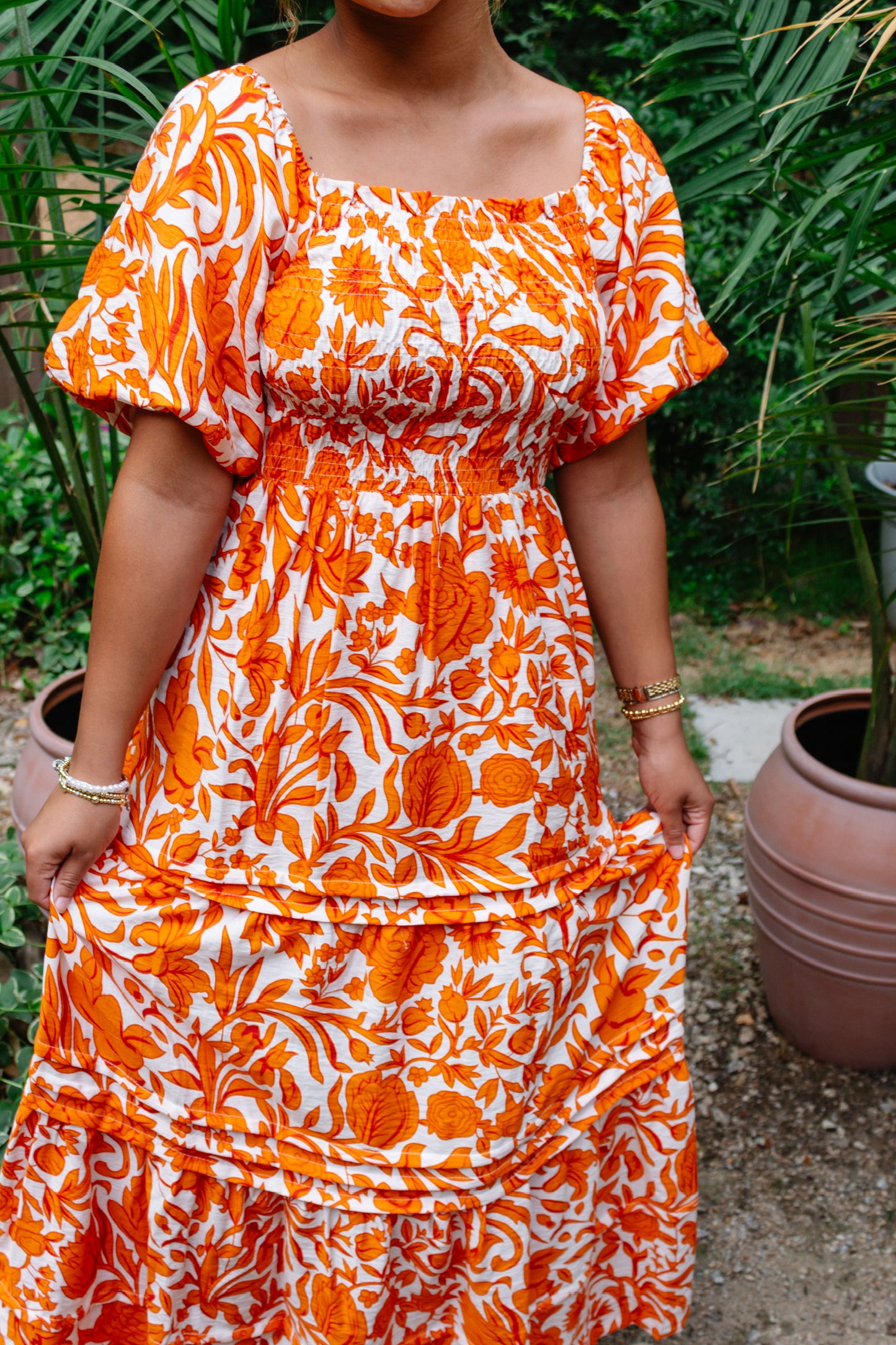 The Orange Fun Floral Maxi Dress - Triple Charm Boutique