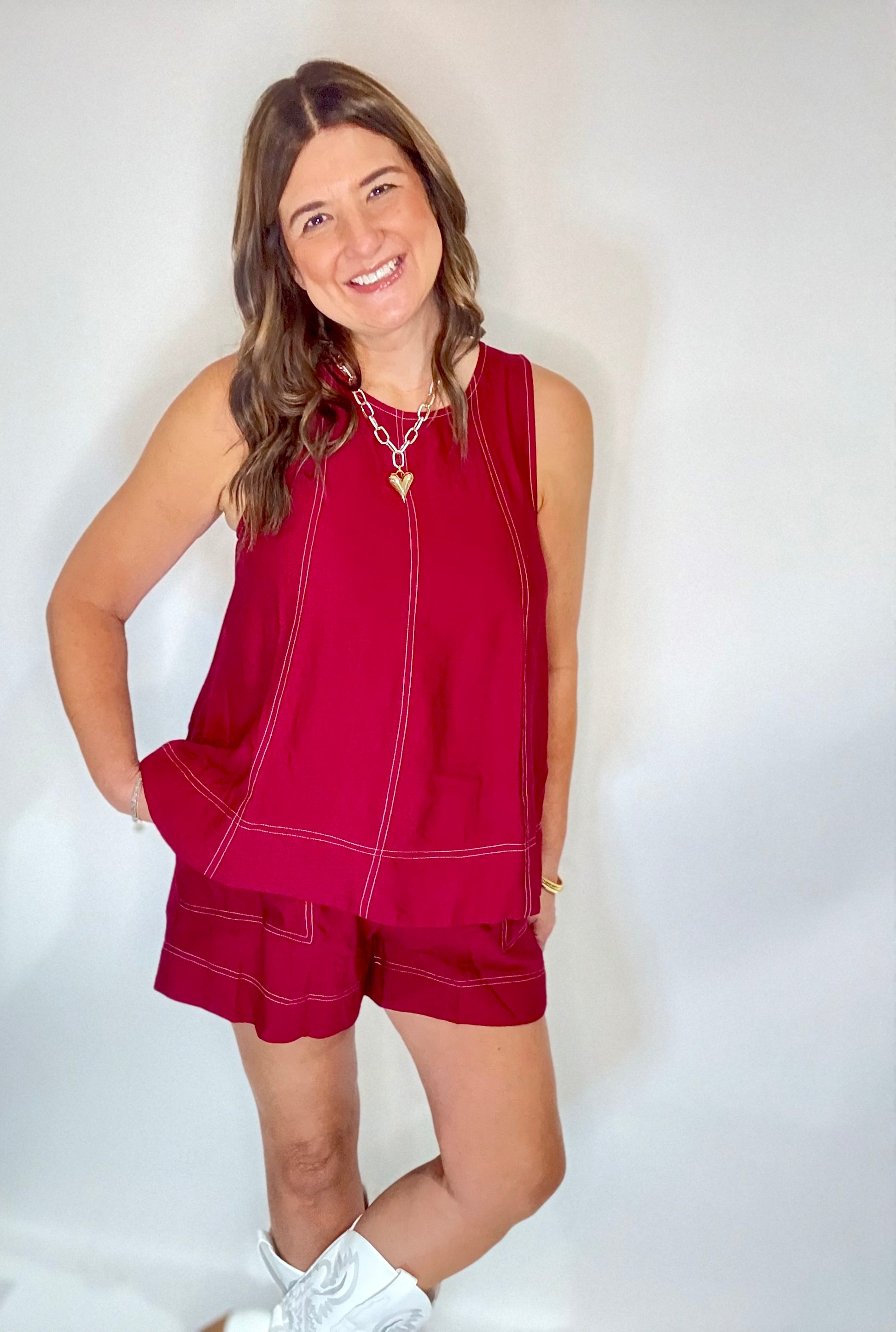The Crimson Shorts Set - Triple Charm Boutique
