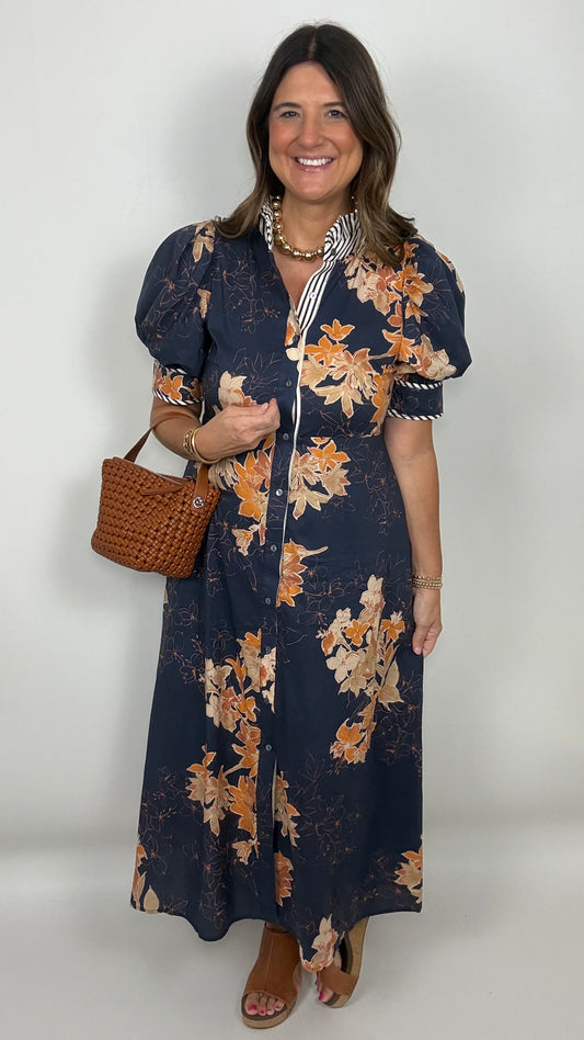 The Fall Floral Midi Dress