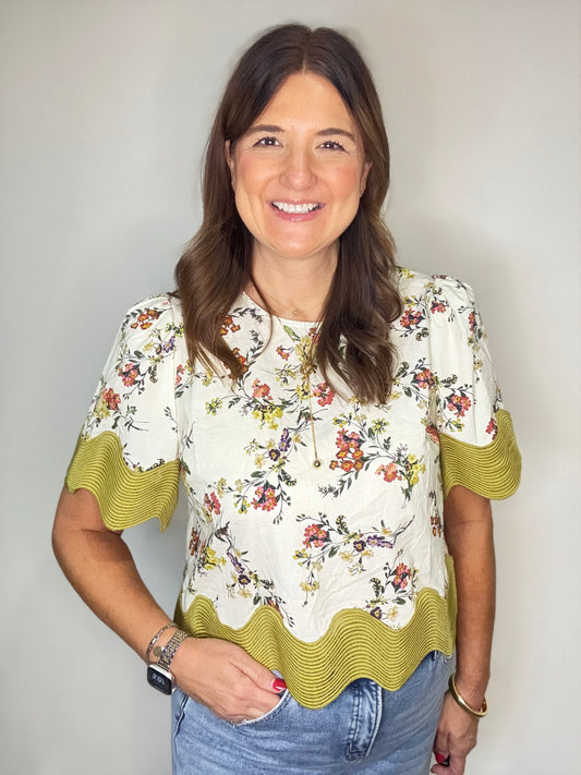 The Flirty Flower Blouse - Triple Charm Boutique