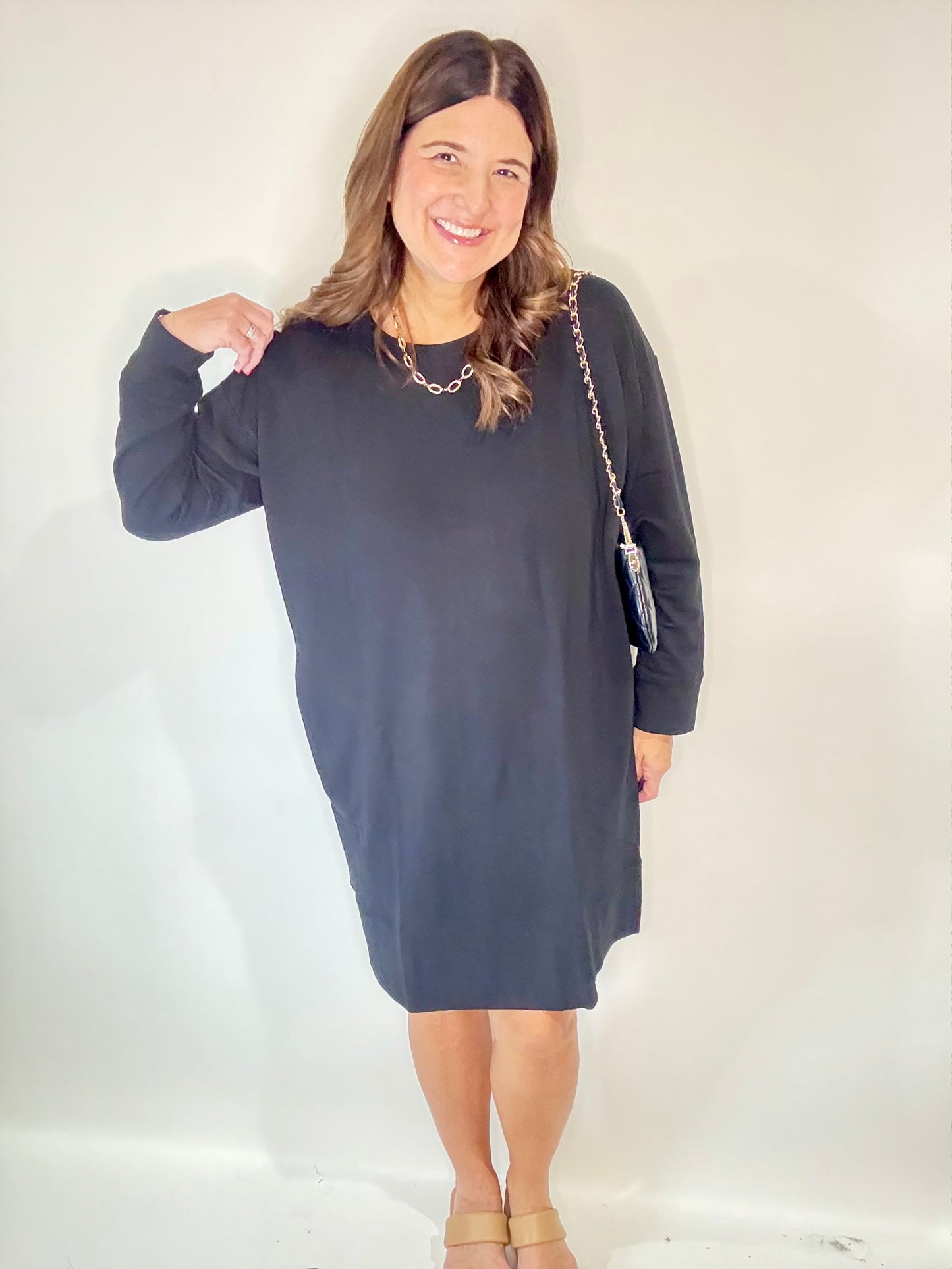 PJ Harlow Black  Oversized Sweatshirt Dress/Gown - Triple Charm Boutique