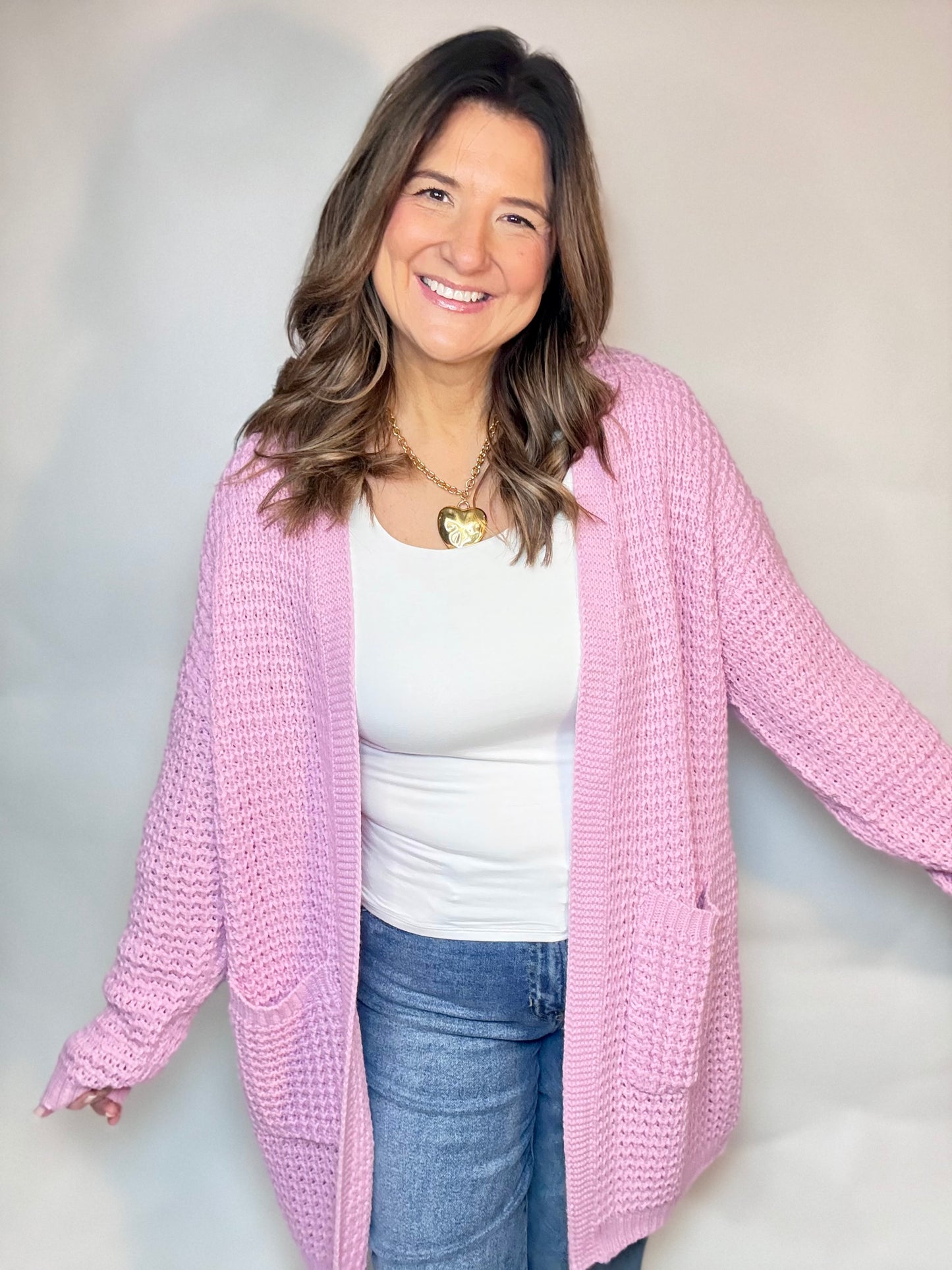 Pink Oversized Cardigan Sweater