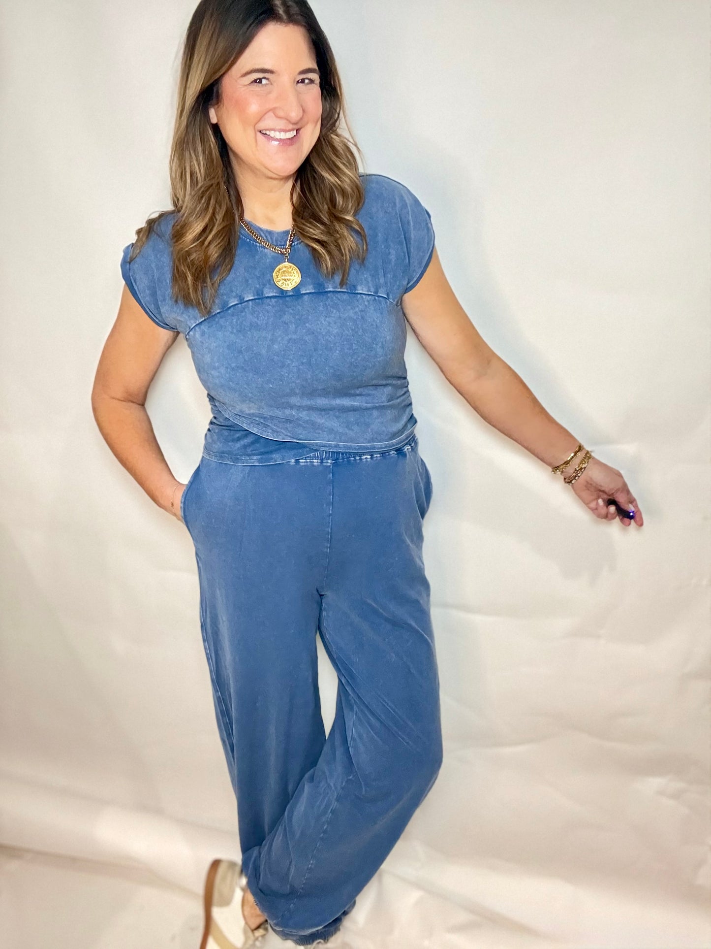 Your Favorite Navy Pants Set - Triple Charm Boutique