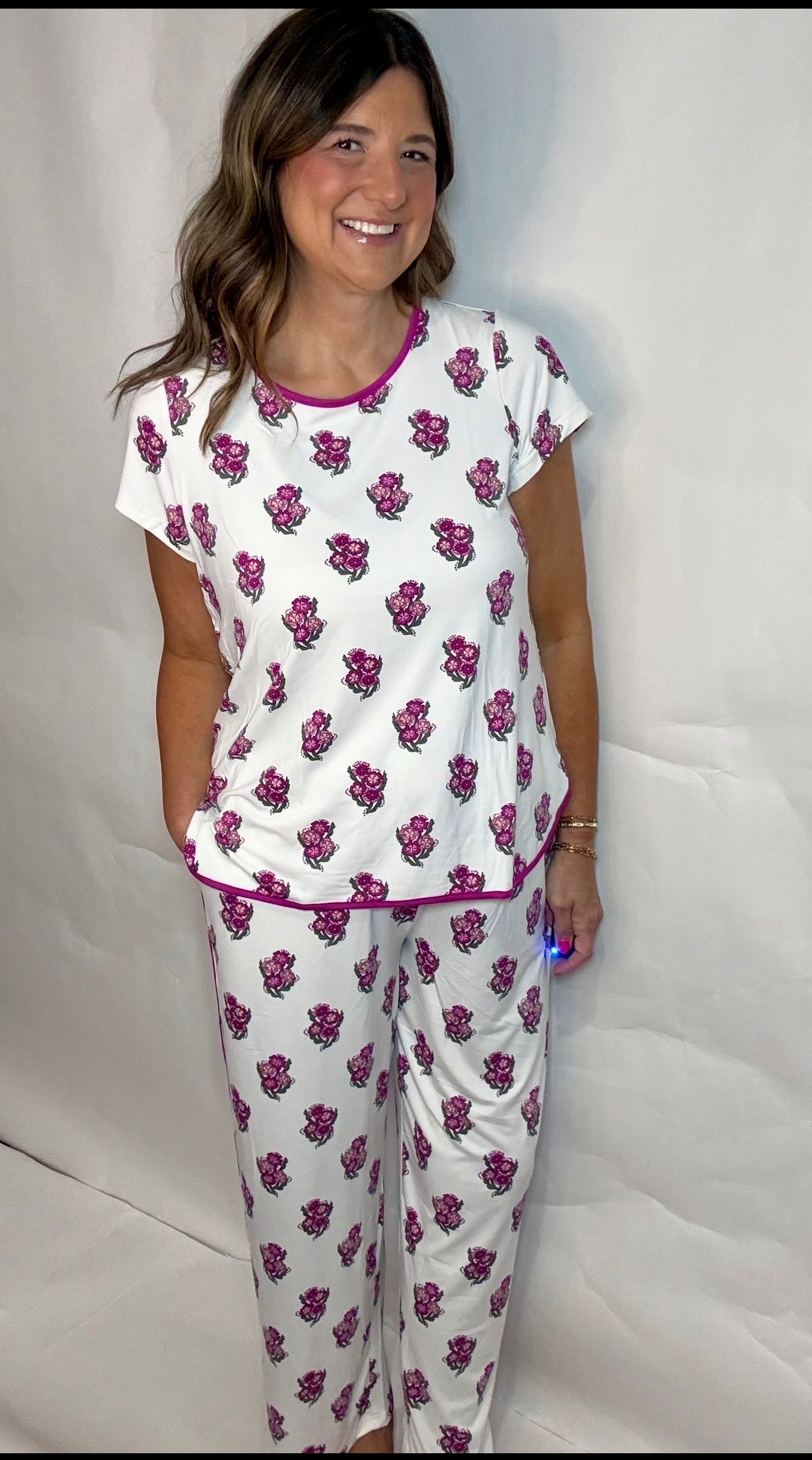 Mary Square Purple Floral Pants Pajamas
