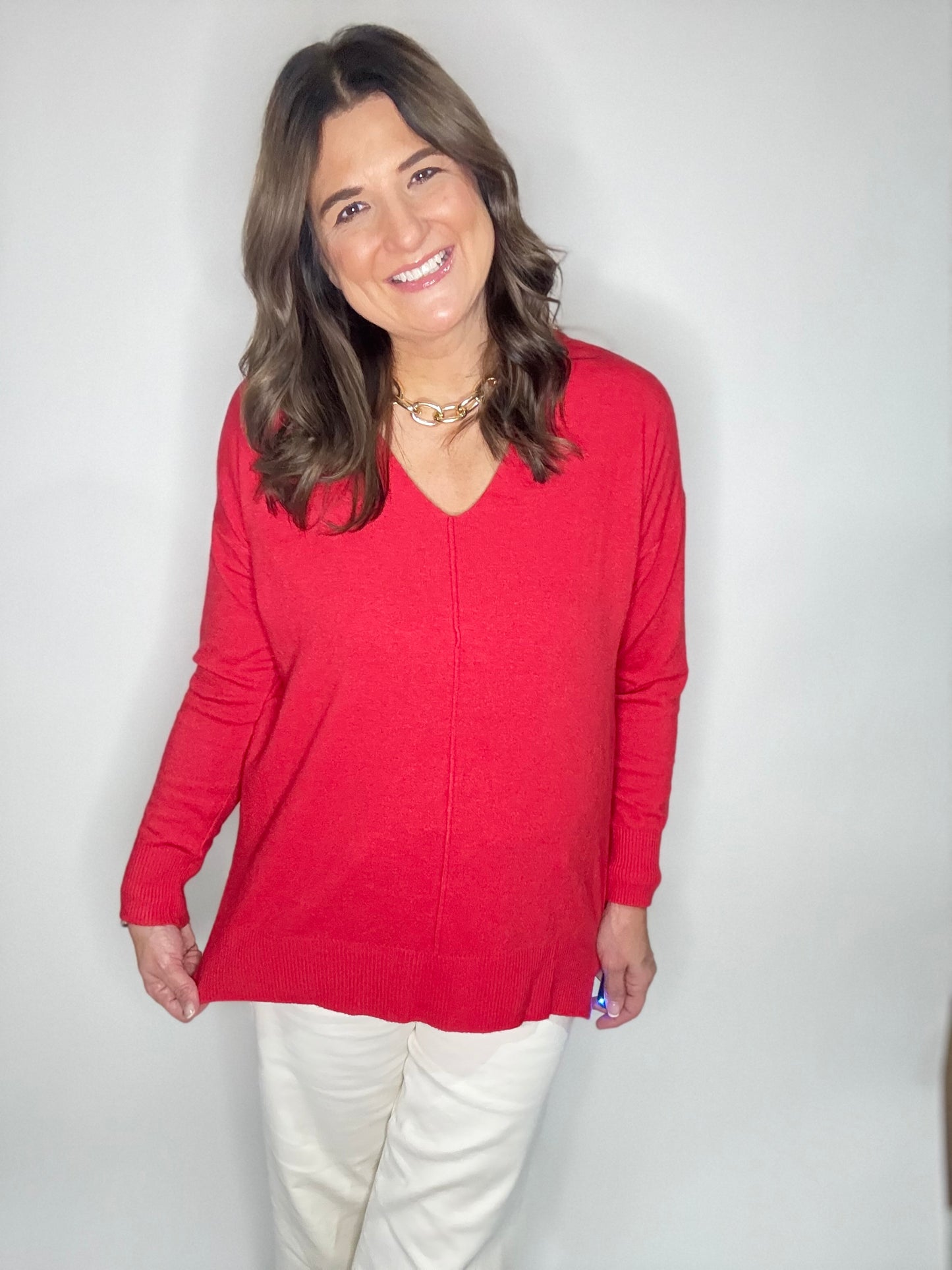 The Red V-Neck Sweater