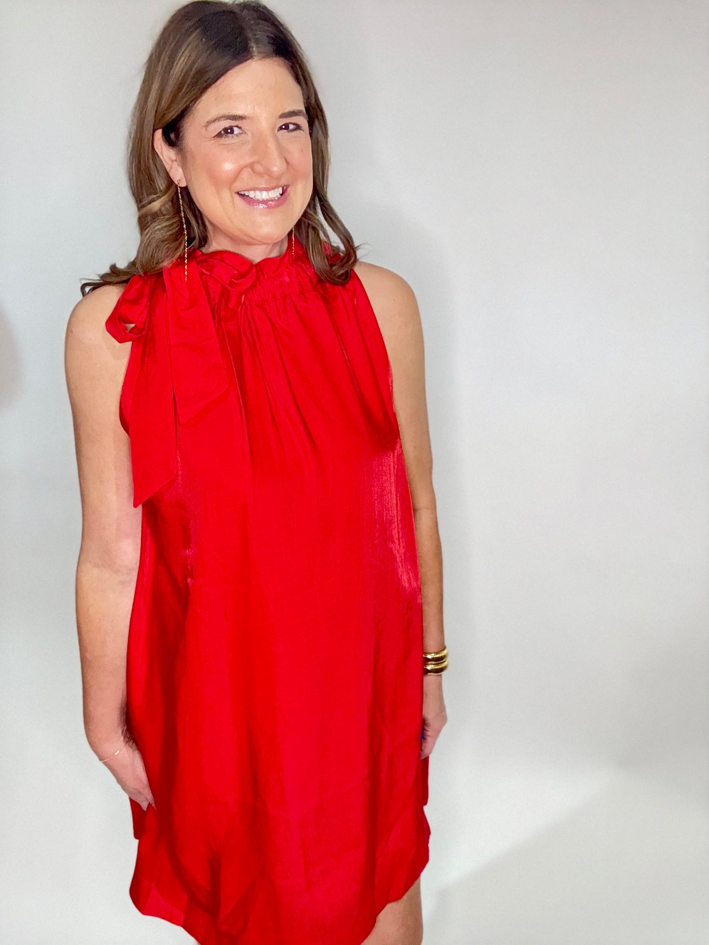 The Flirty Red Bow Mini Dress