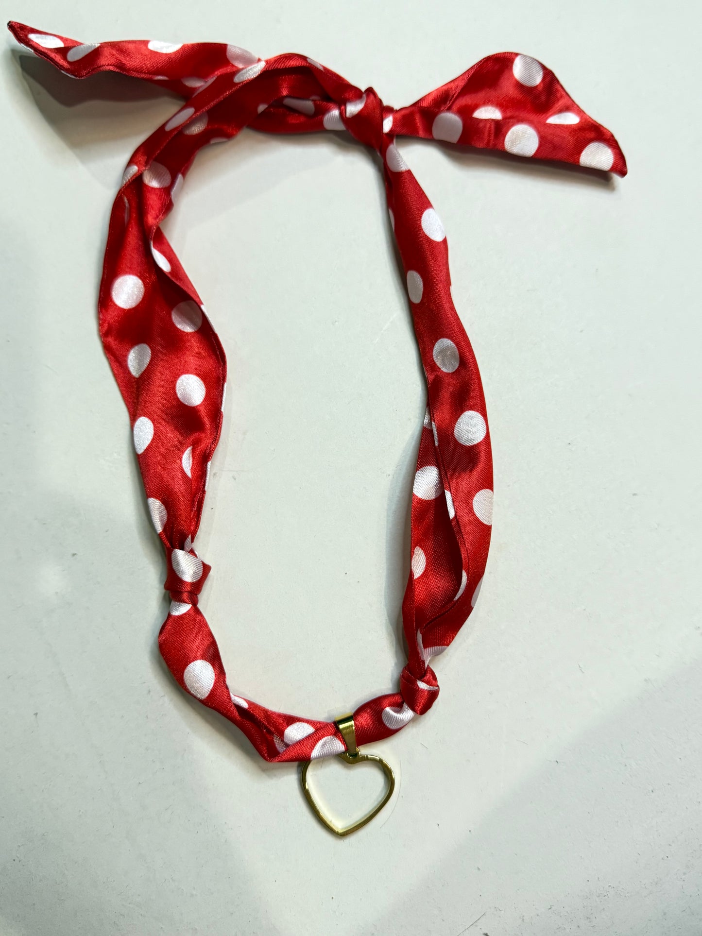 The Red and White Dot Scarf Necklace