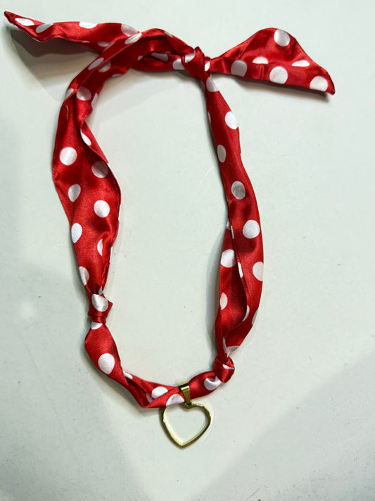The Red and White Dot Scarf Necklace