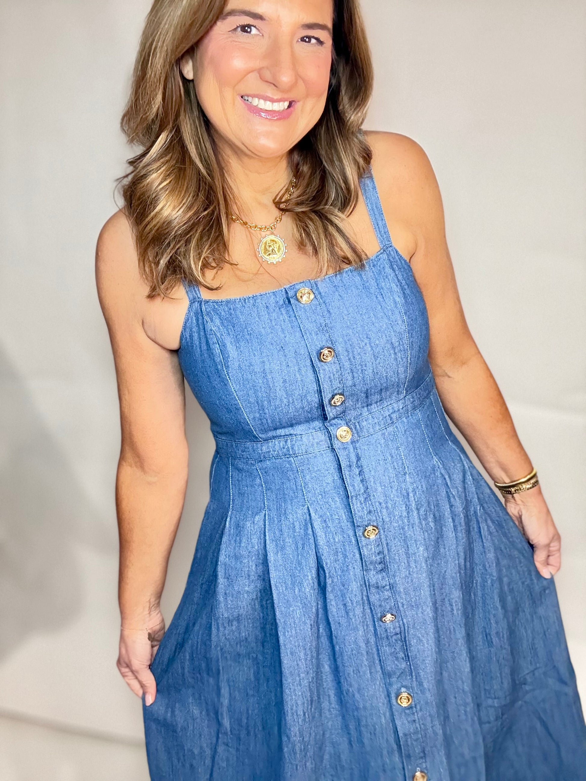 The Sail Away Denim Dress - Triple Charm Boutique
