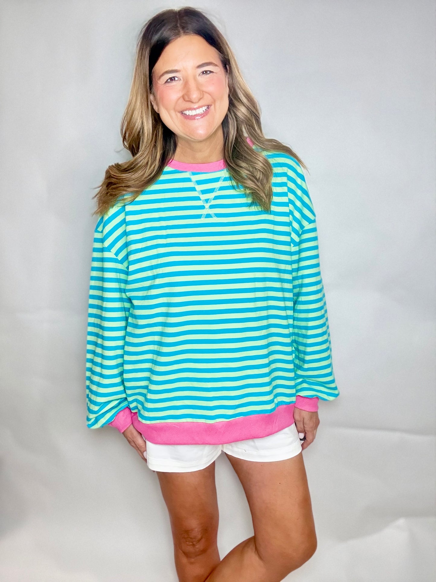 The Pink Melon Stripe Sweatshirt