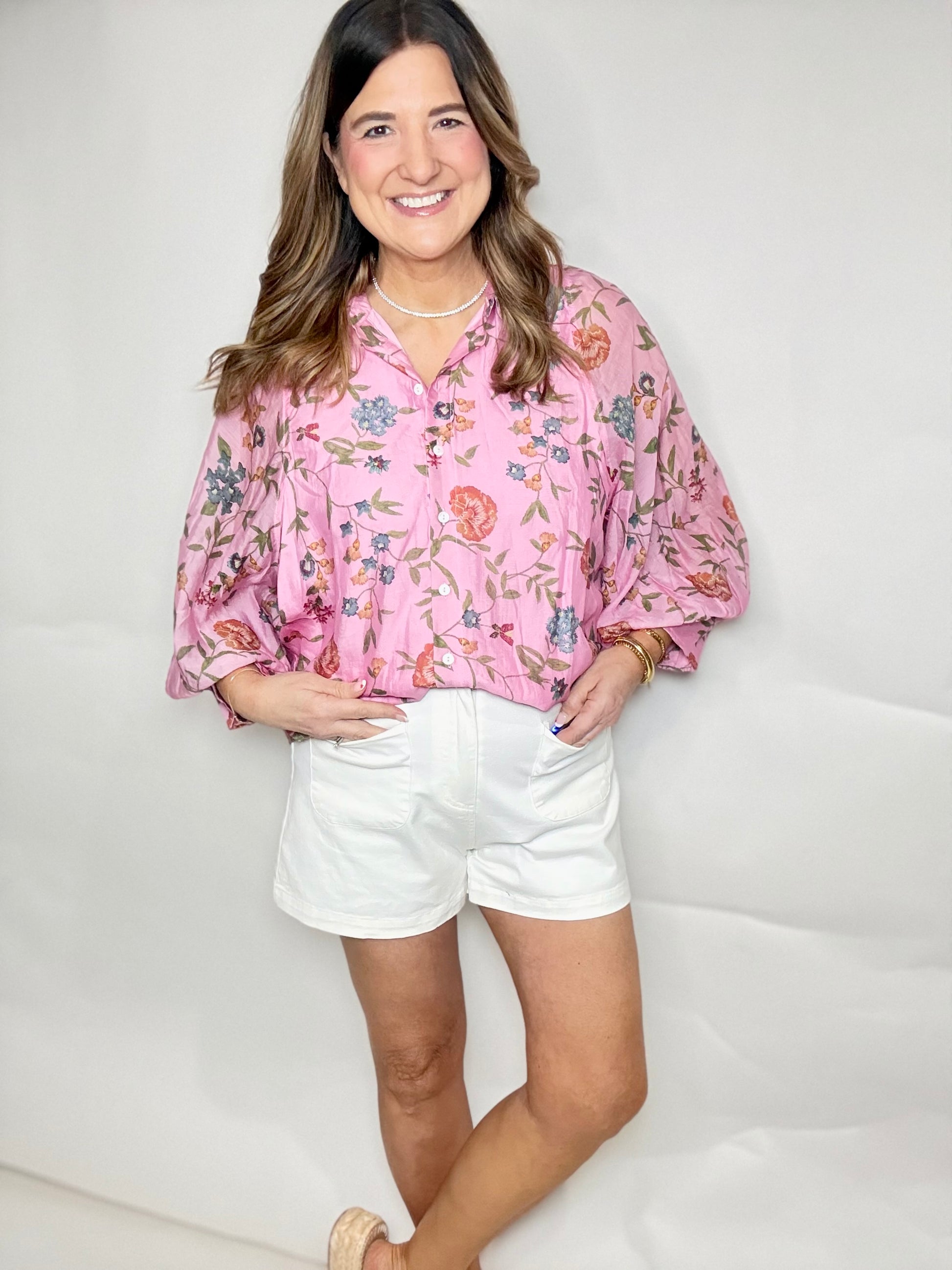 The Pink Garden Floral Top - Triple Charm Boutique