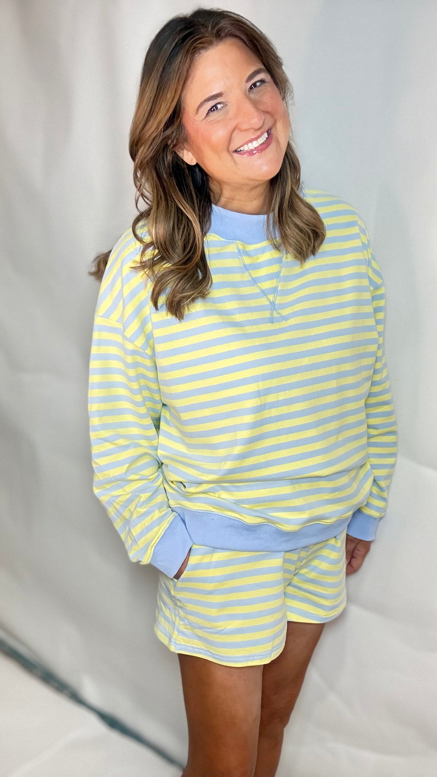 The Salty Blue Stripe Shorts Set