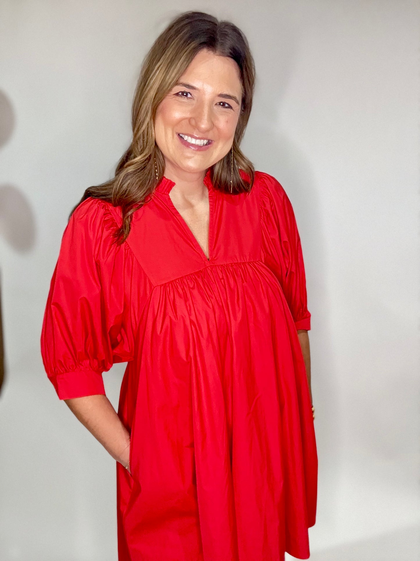 The Red Quarter Sleeve Dress