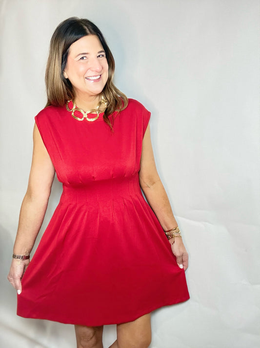 The Red Rose Scuba Mini Dress - Triple Charm Boutique