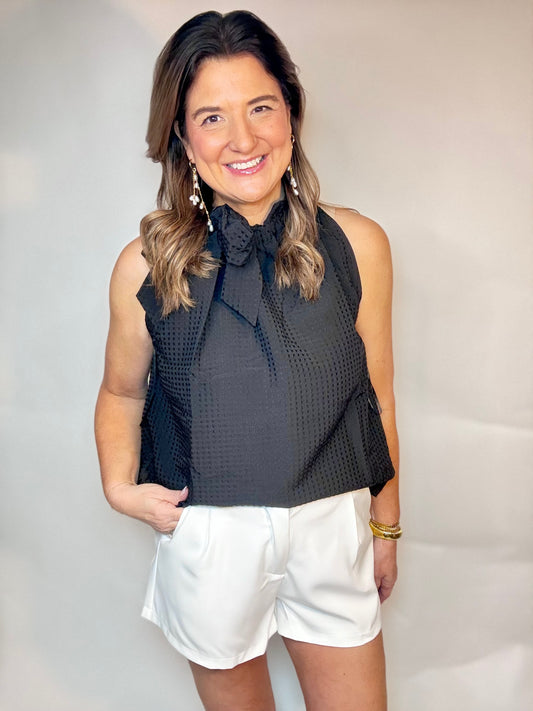 The Black Bow Tie Top