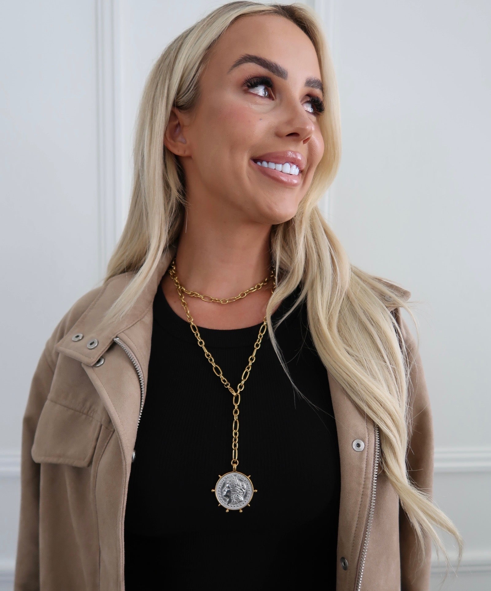 TWO TONED WRAP AROUND COIN NECKLACE - Triple Charm Boutique