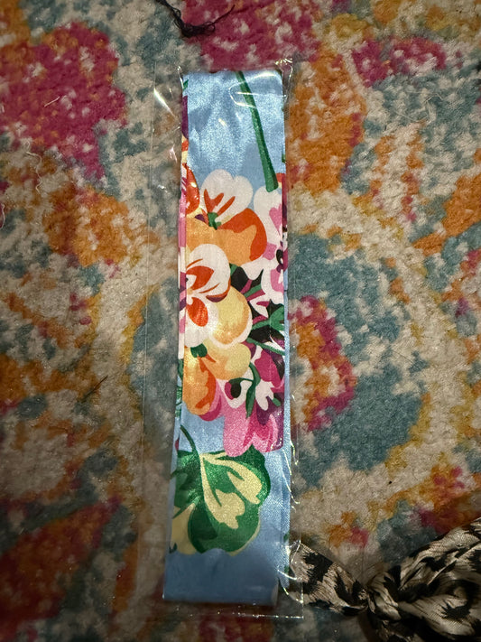 Turquoise Blue Floral Tie Scarf