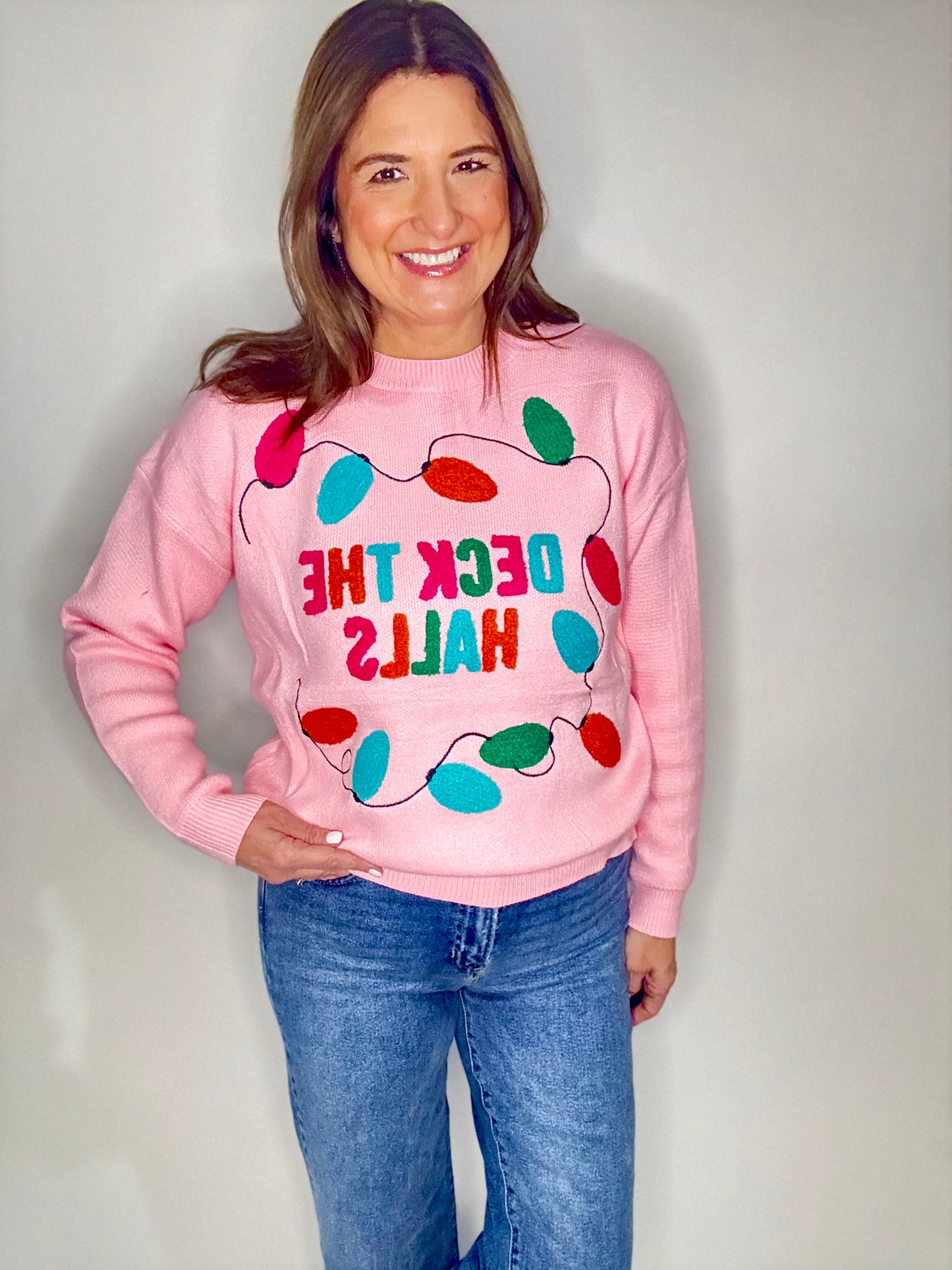 The Pink Deck The Halls Sweater - Triple Charm Boutique