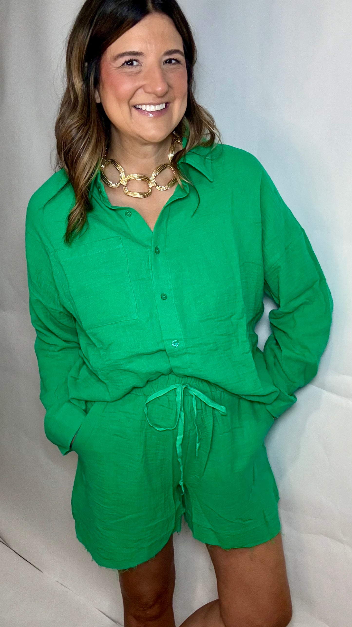 The Kelly Green Shorts Set