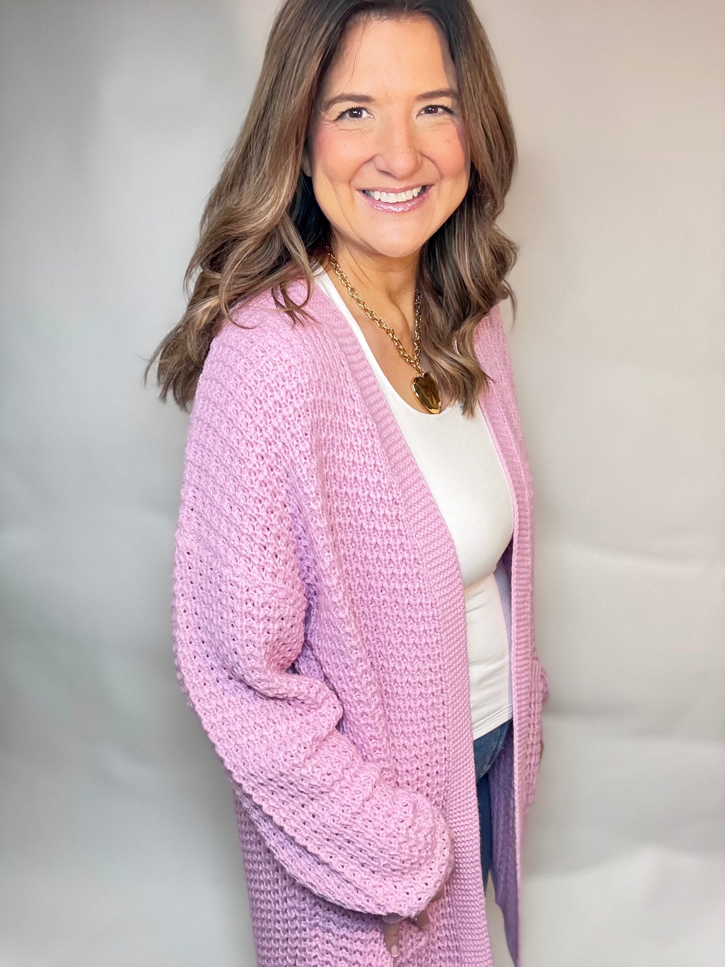 Pink Oversized Cardigan Sweater