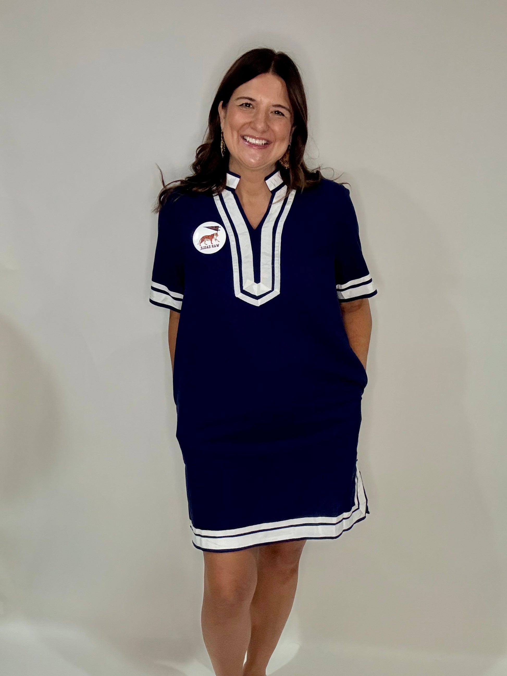 The Nautical Navy Linen Dress - Triple Charm Boutique