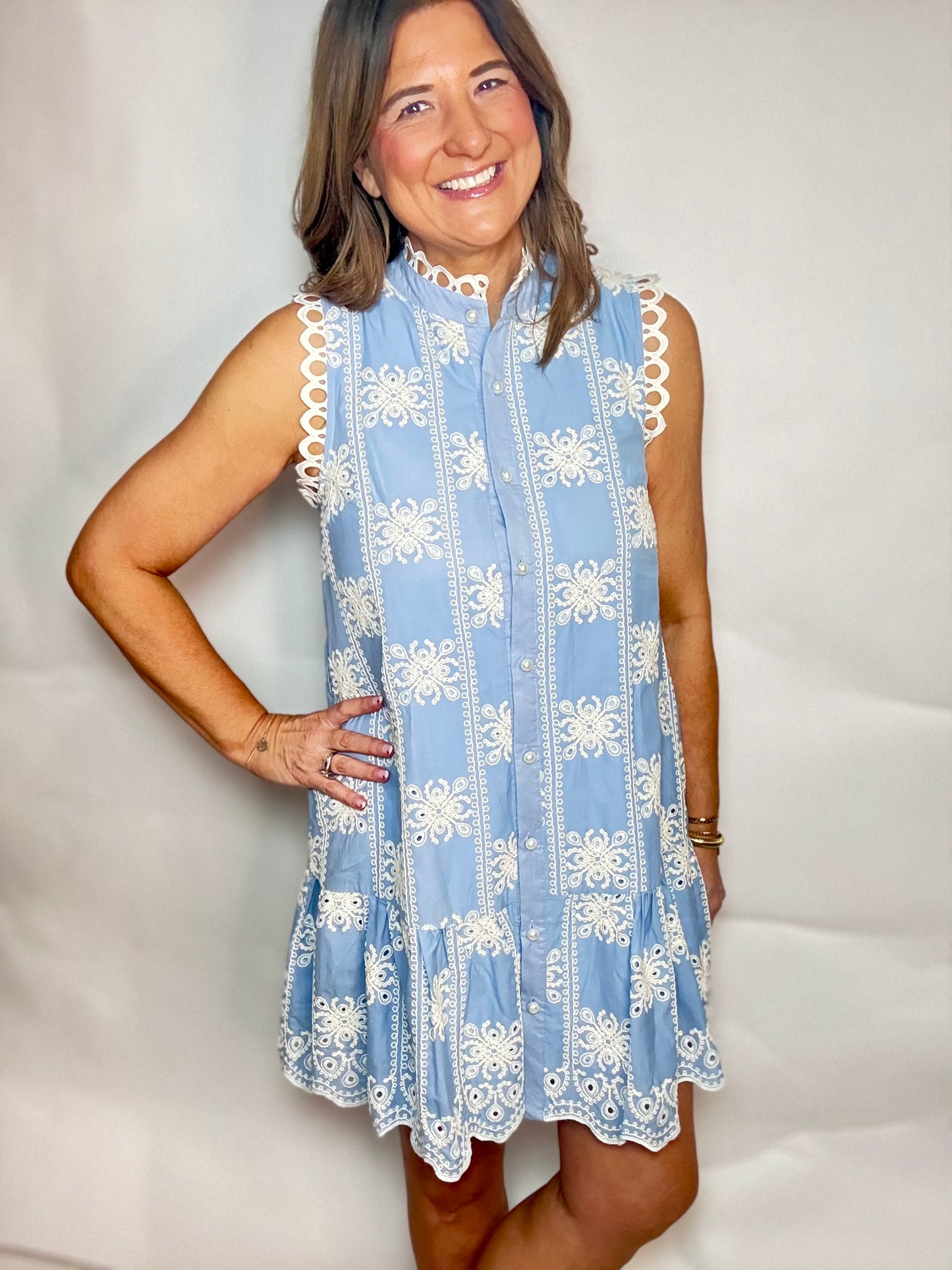 The Baby Blue Lace Mini Dress - Triple Charm Boutique