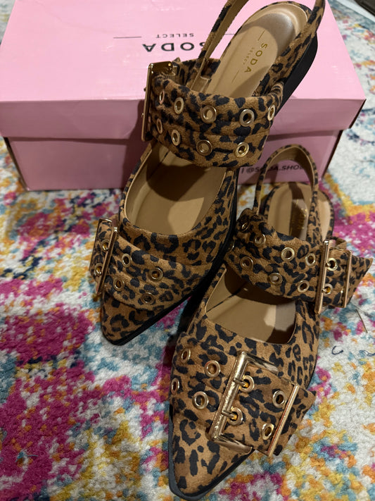 Leopard Gold Buckle Flats