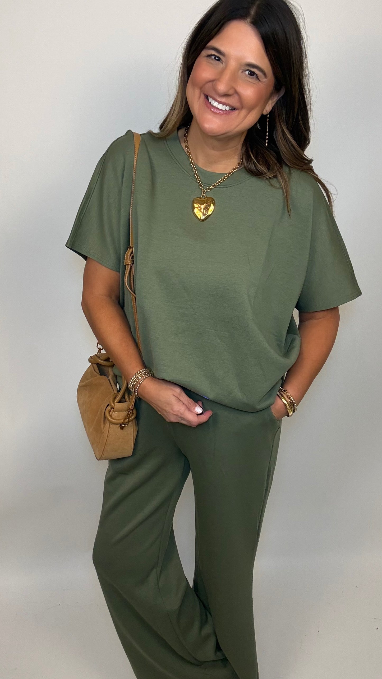 The Olive Green Scuba Pants Set