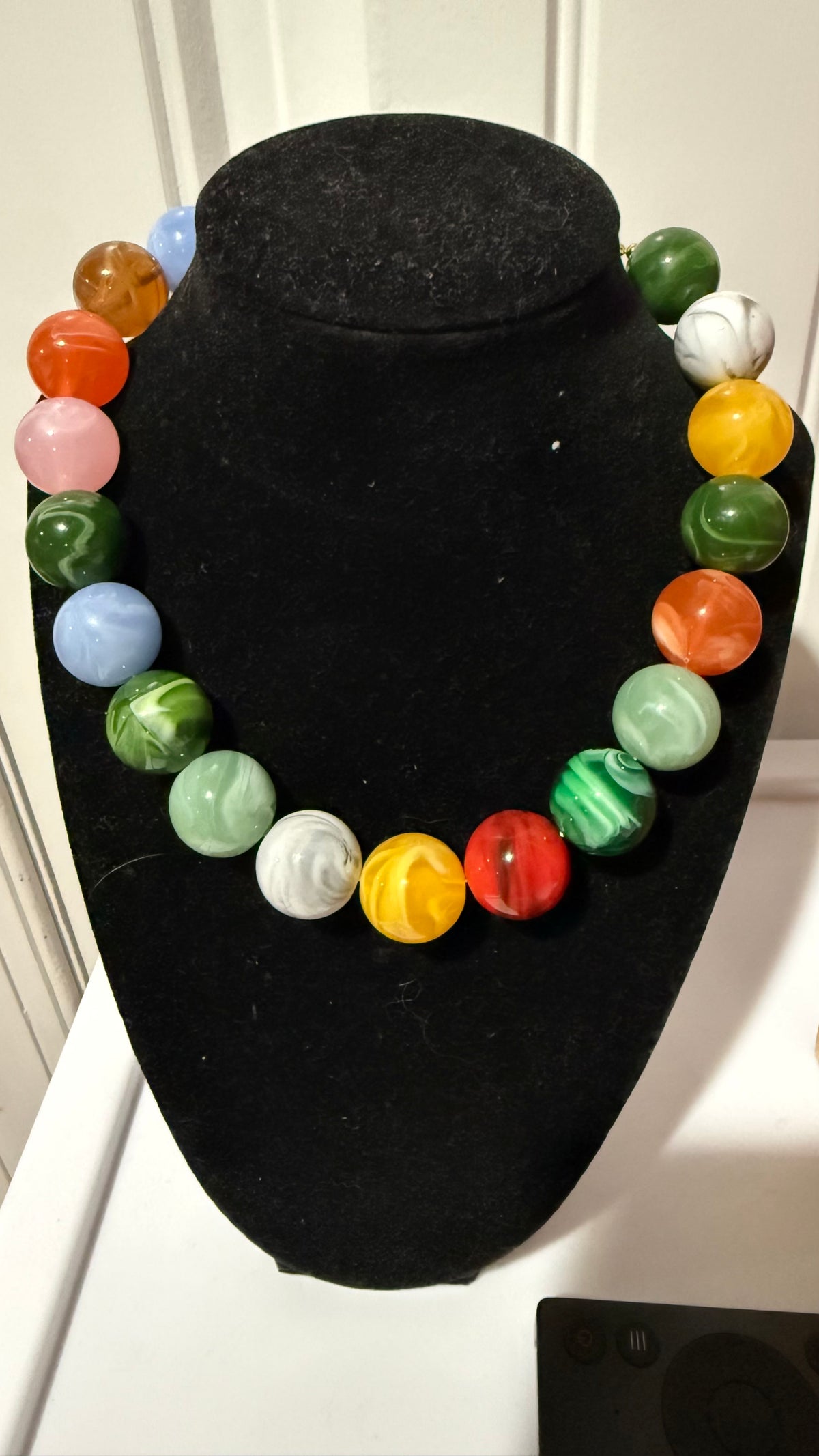 Fall Marble Bead Necklace Rainbow Colors