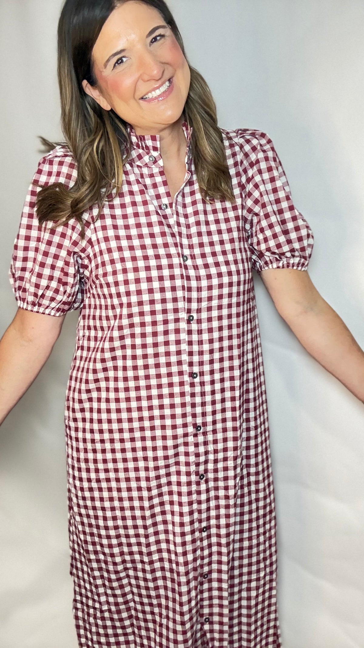 The Red Gingham Midi Dress