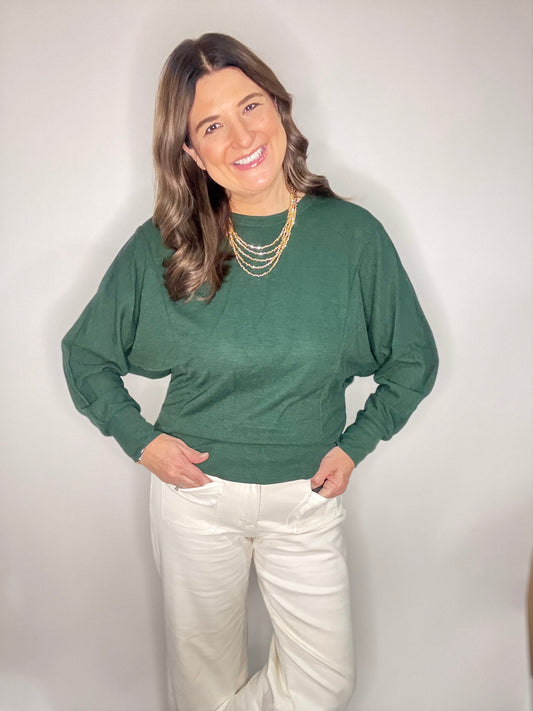 The Hunter Green Open Back Sweater