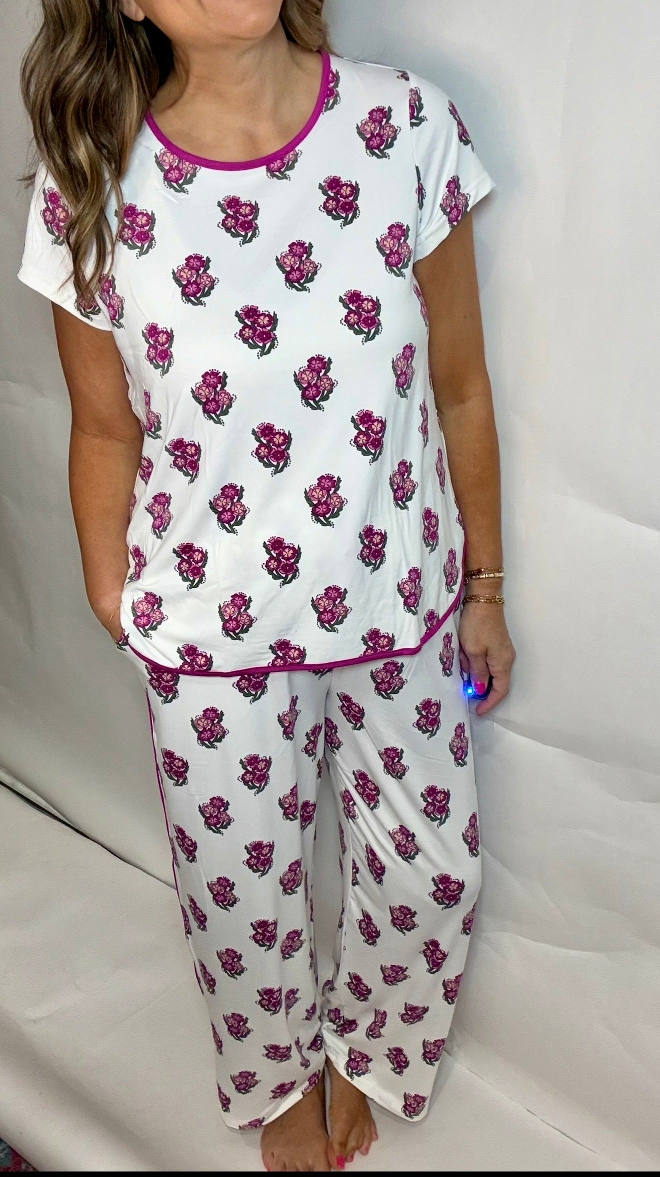 Mary Square Purple Floral Pants Pajamas