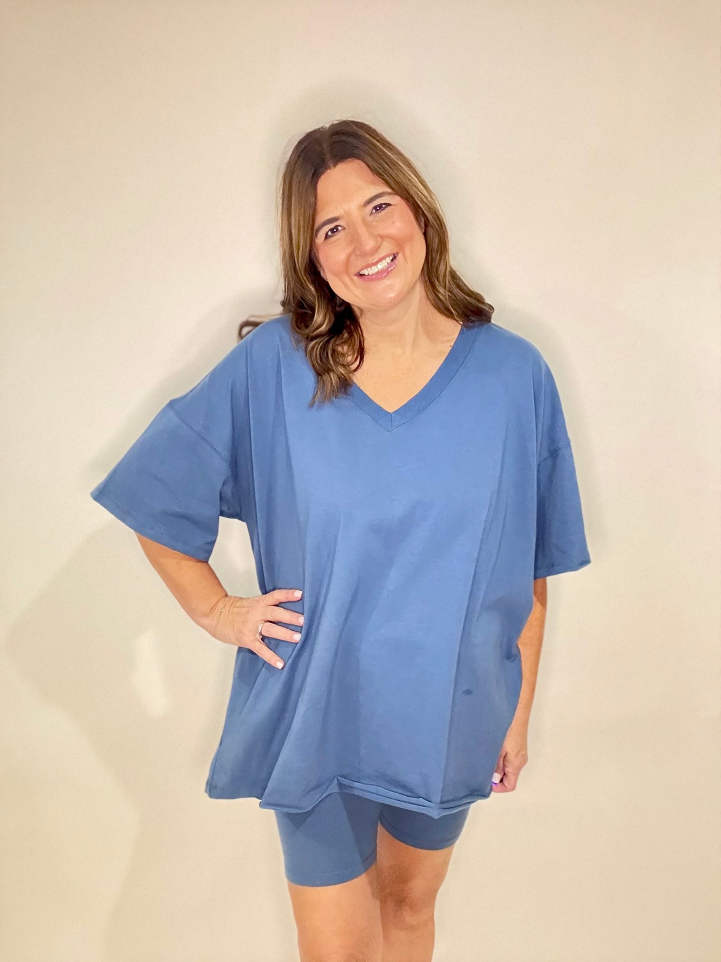 The Blue Biker Shorts Set