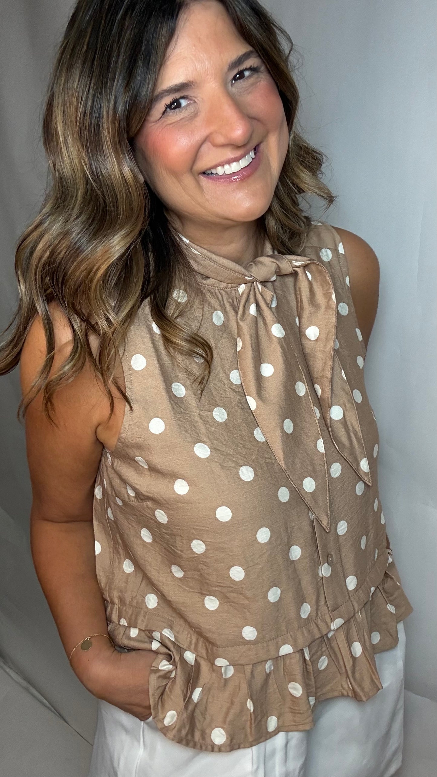 The Tan Polka Dot Tie Shirt