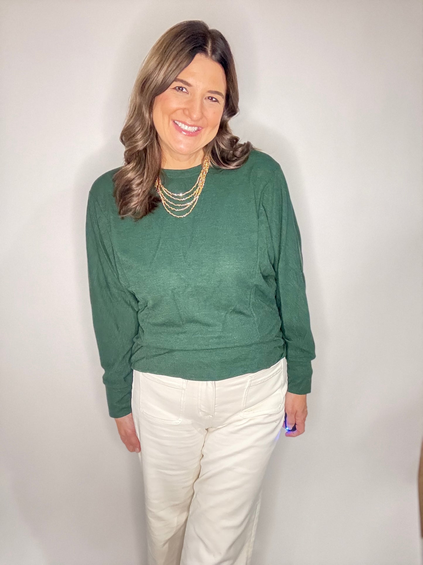 The Hunter Green Open Back Sweater