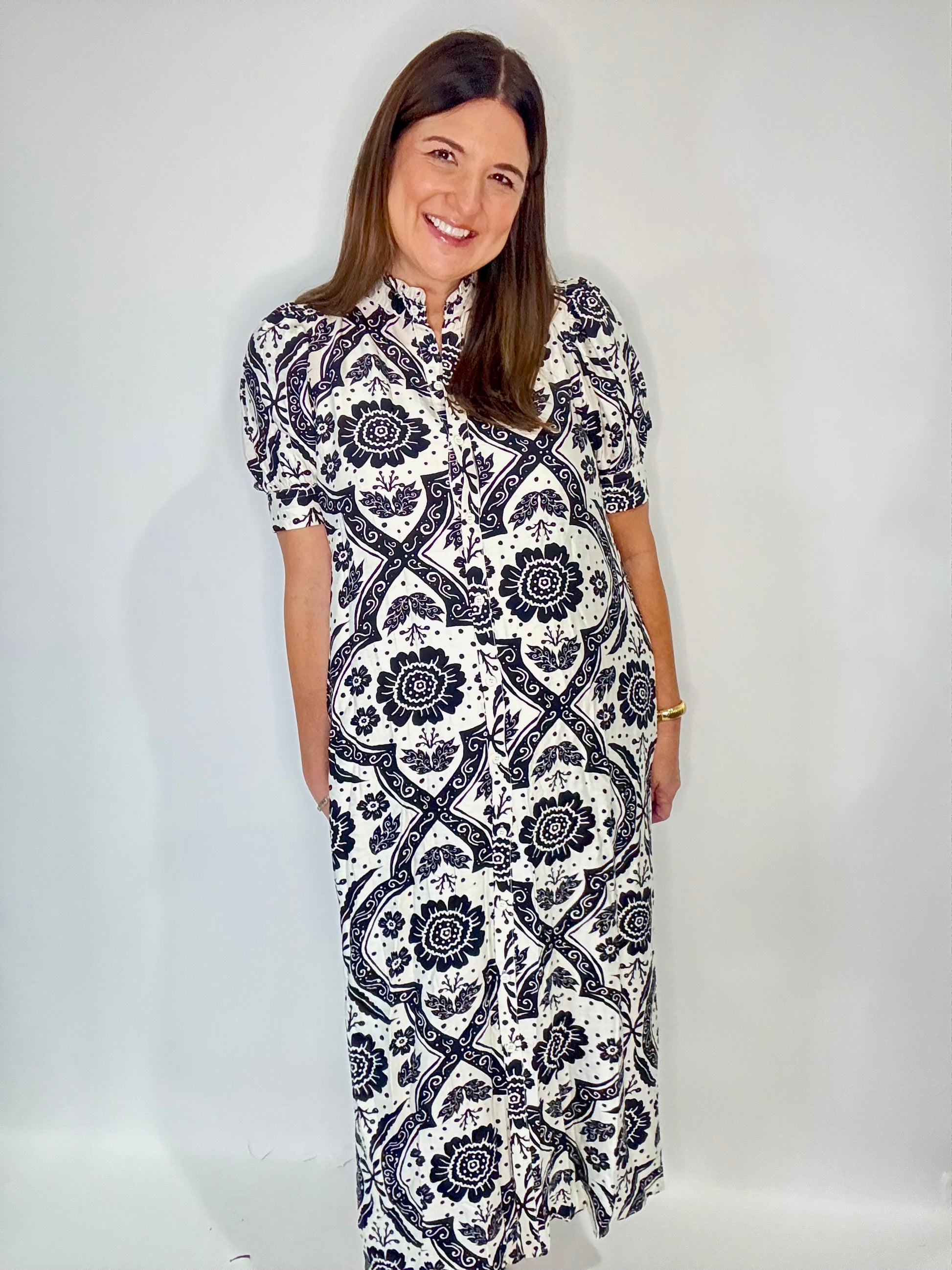 rosemary printed midi dress Free People Rosemary Printed Midi in Ivory Combo
