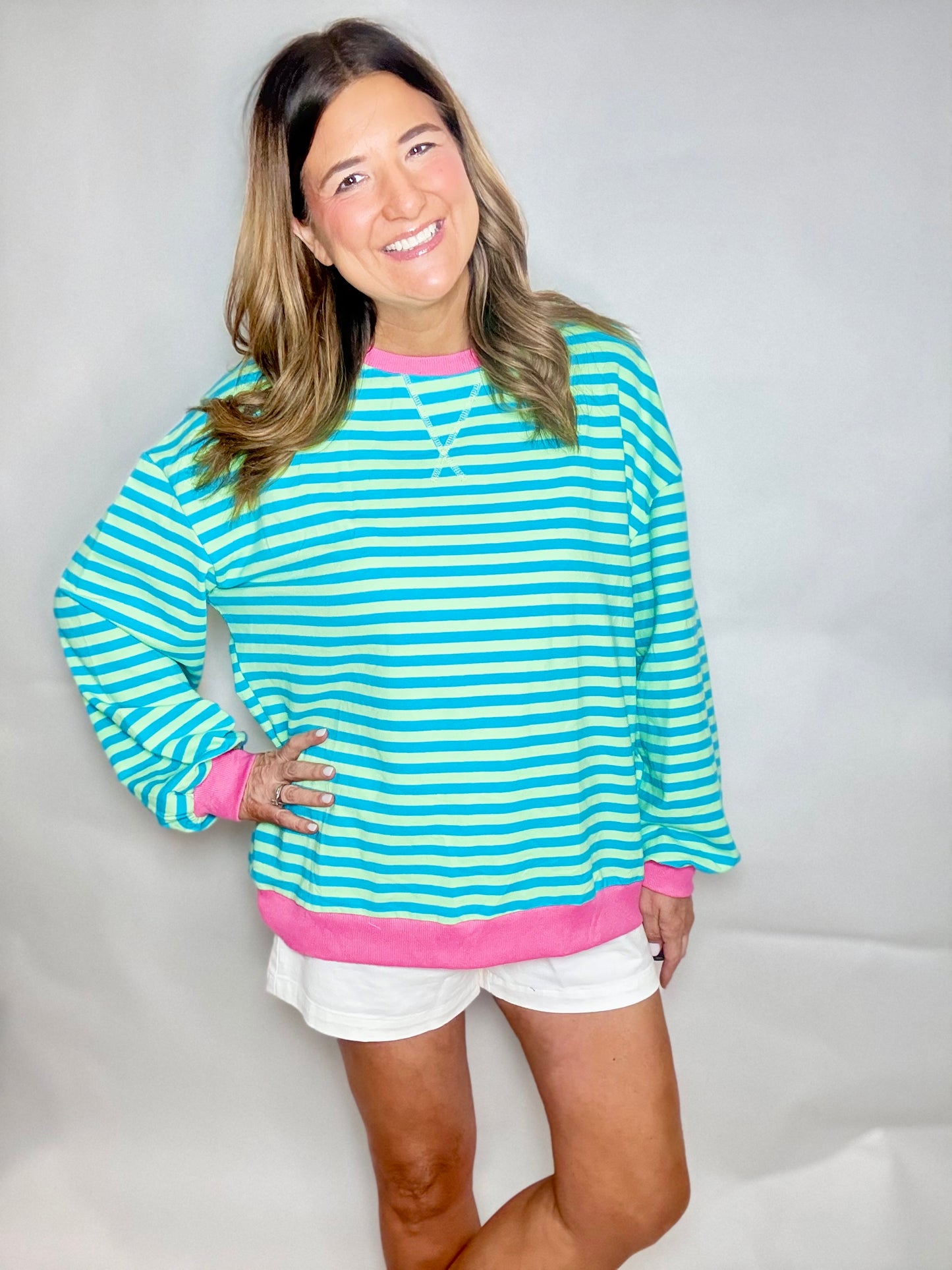 The Pink Melon Stripe Sweatshirt