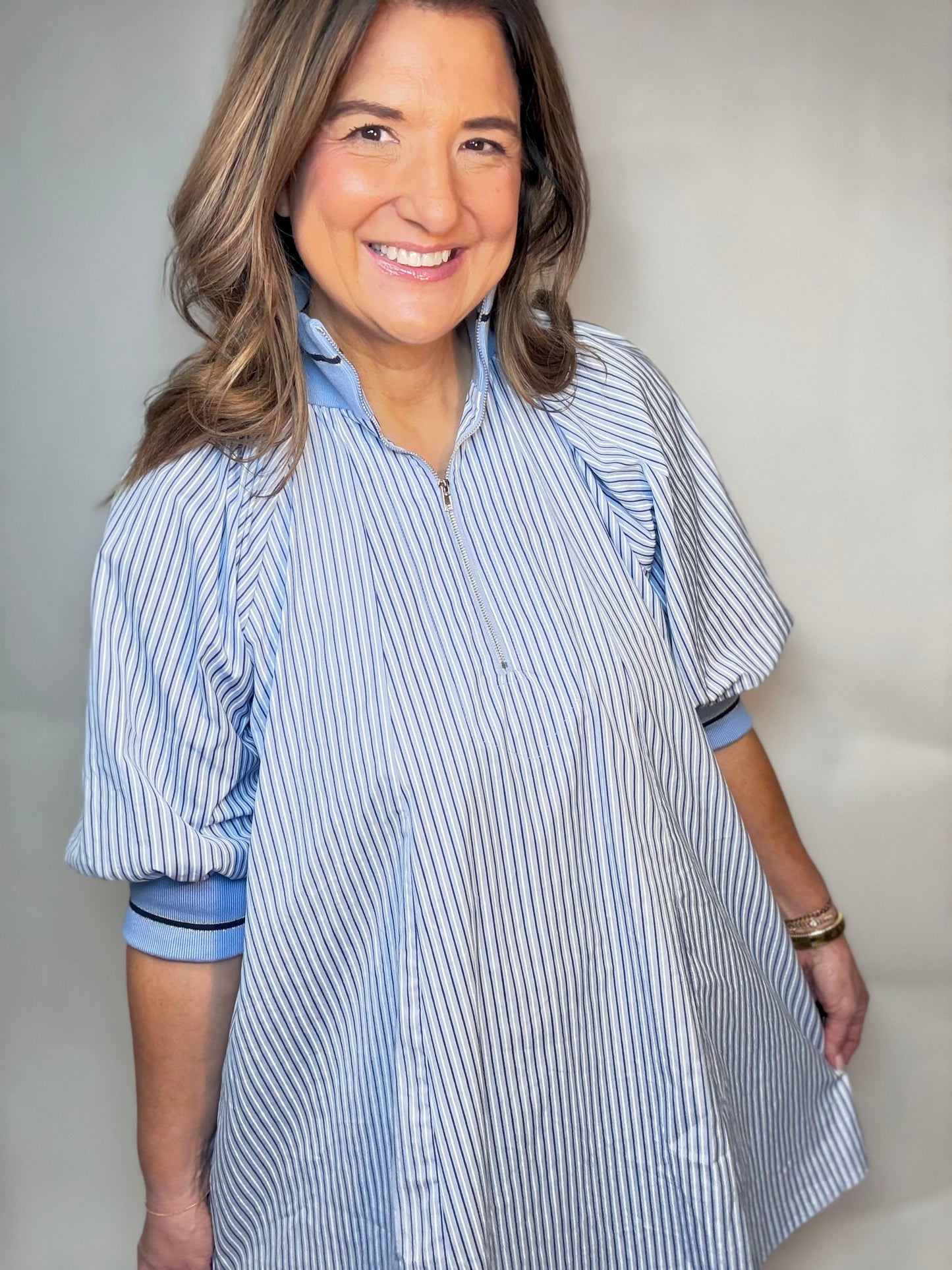 The Blue Stripe Zip Dress