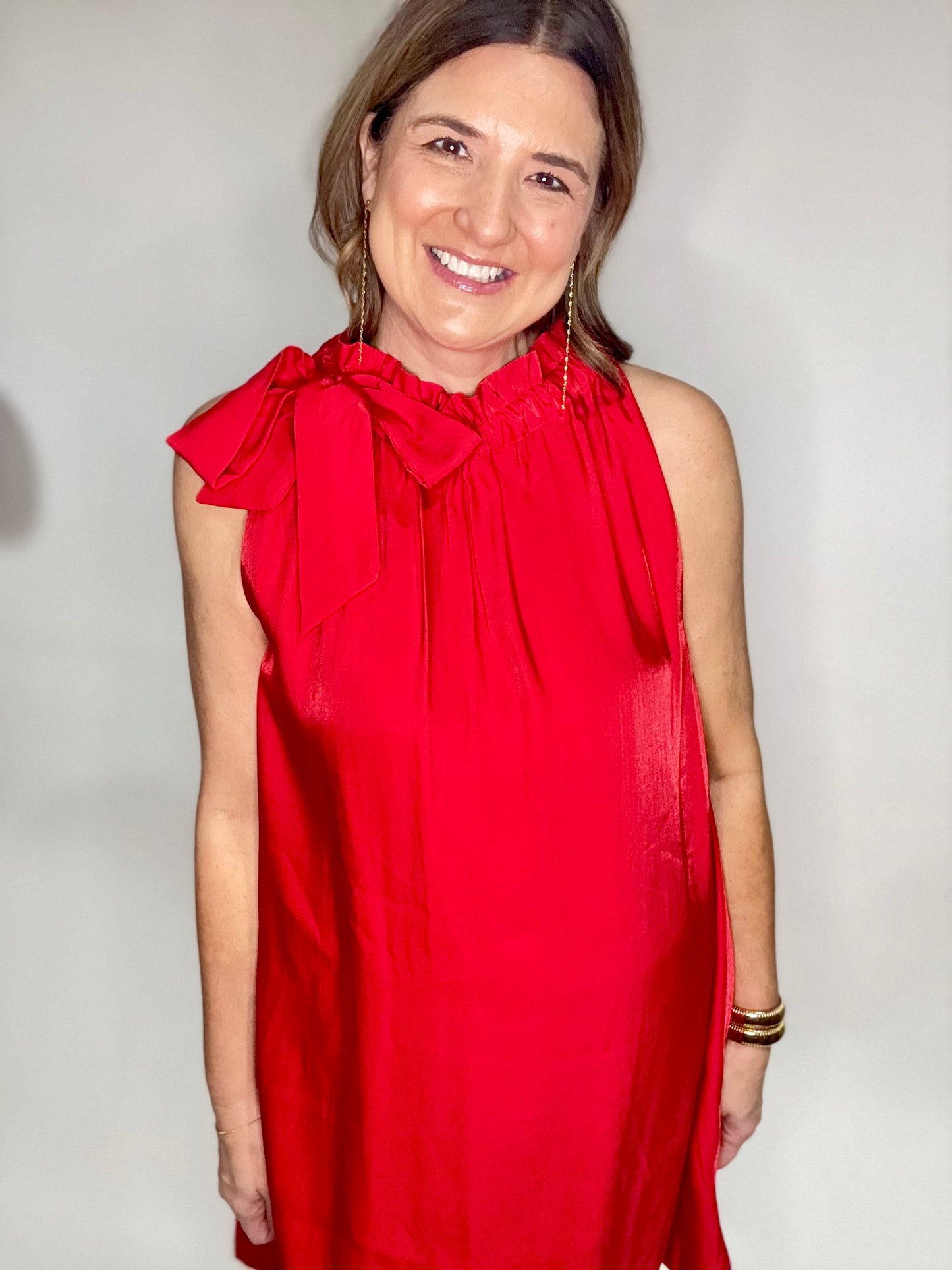 The Flirty Red Bow Mini Dress