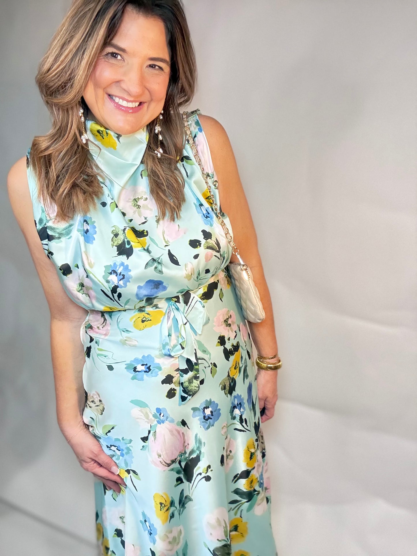 The Teal Floral Midi Dress