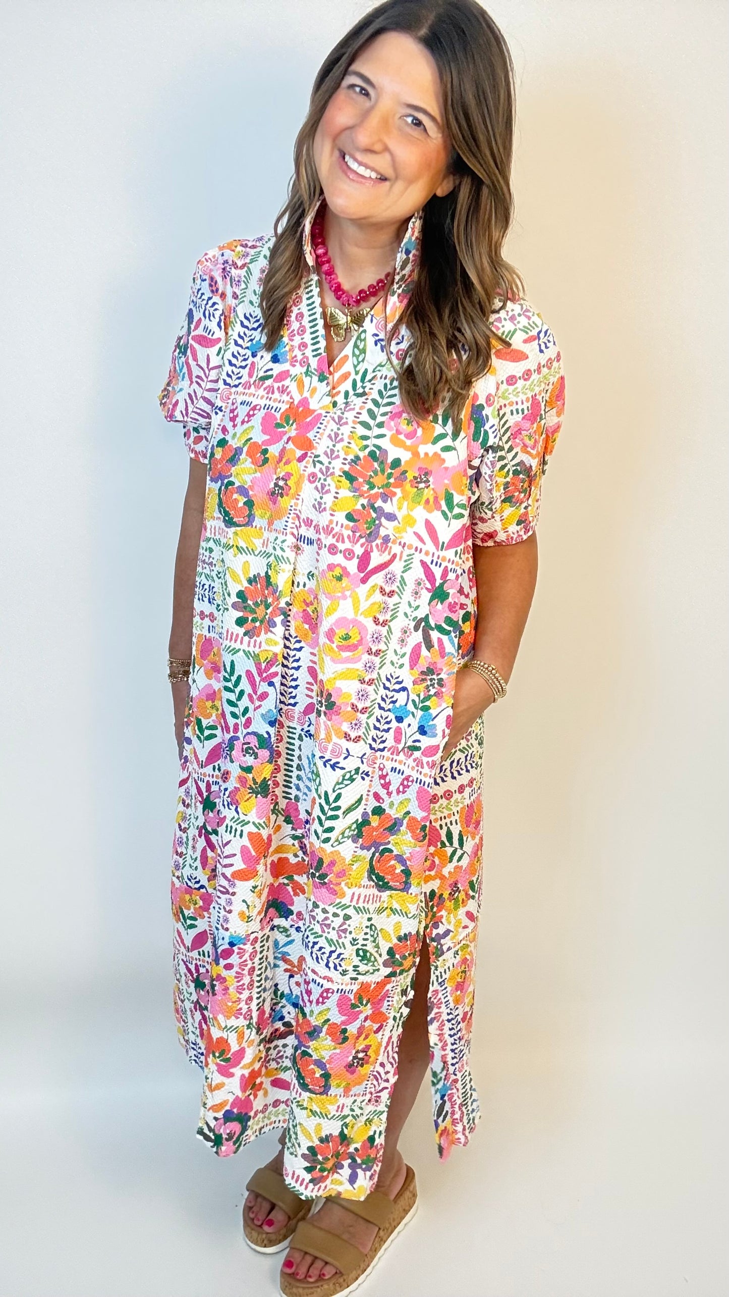The Flower Garden Collar Midi Dress