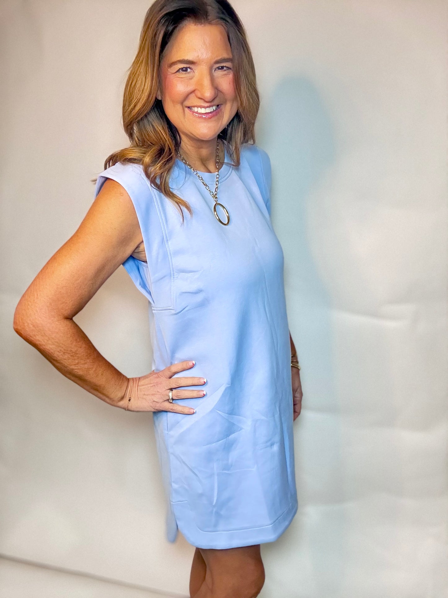 The Baby Blue Scuba Mini Dress