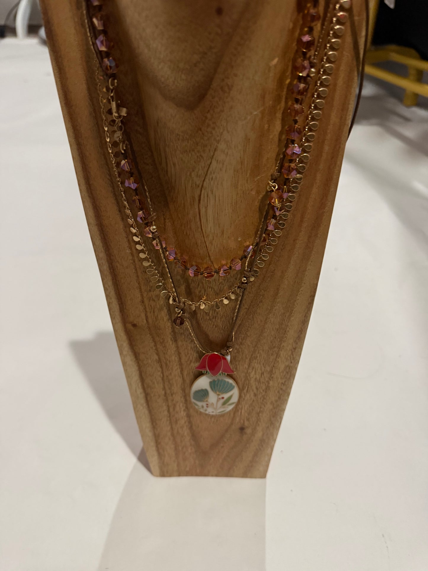 Multi necklace with flower stone - Triple Charm Boutique