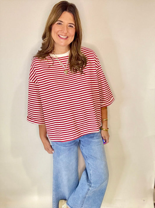 The Stripe Boxy Bow Top