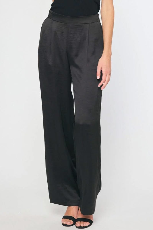 Black Satin Pull On Dress Pants