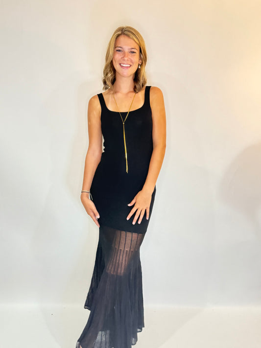 Sleevless Beautiful Black Fitted Maxi Dress - Triple Charm Boutique