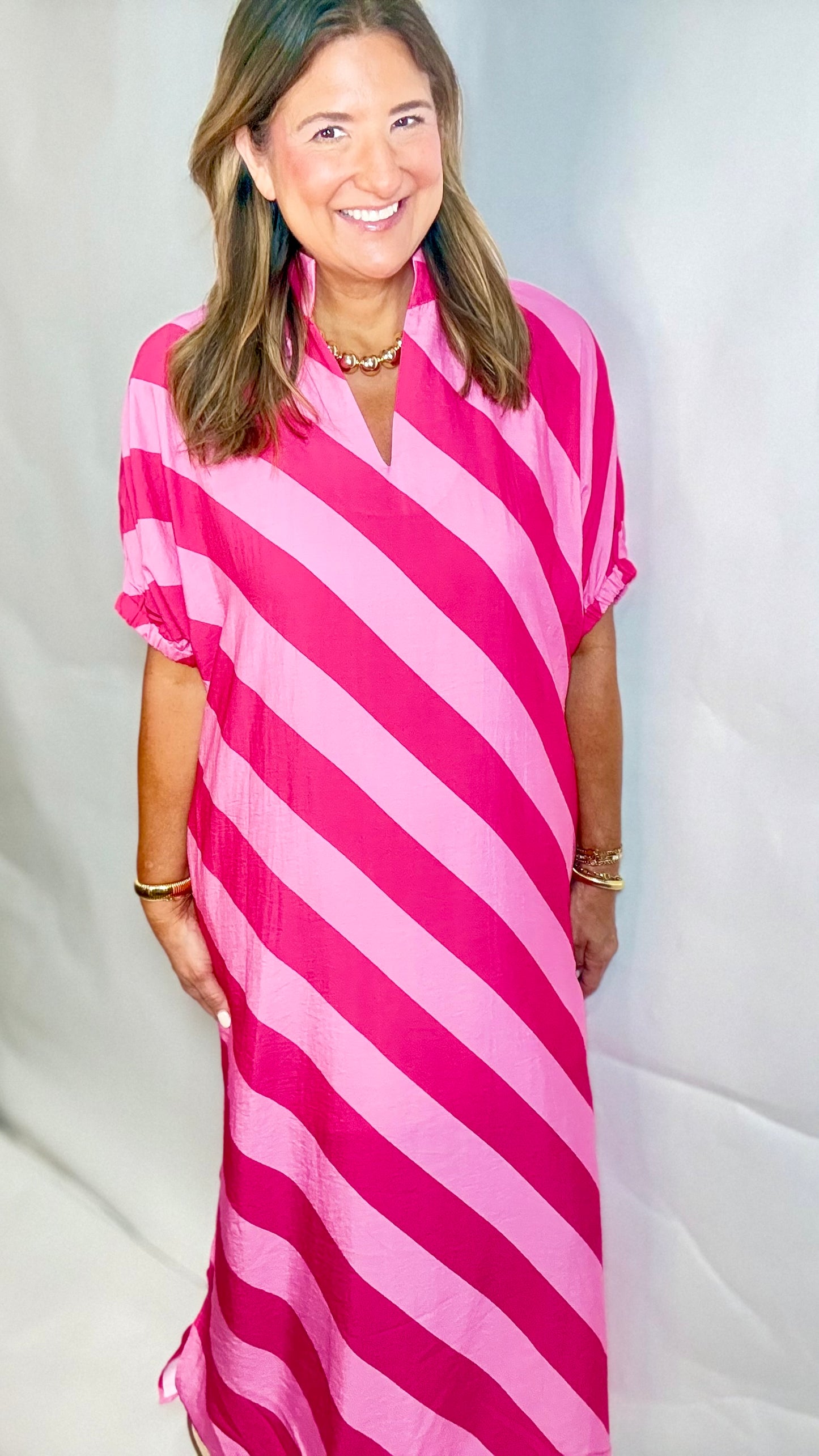 The Palm Springs Pink Striped Dress