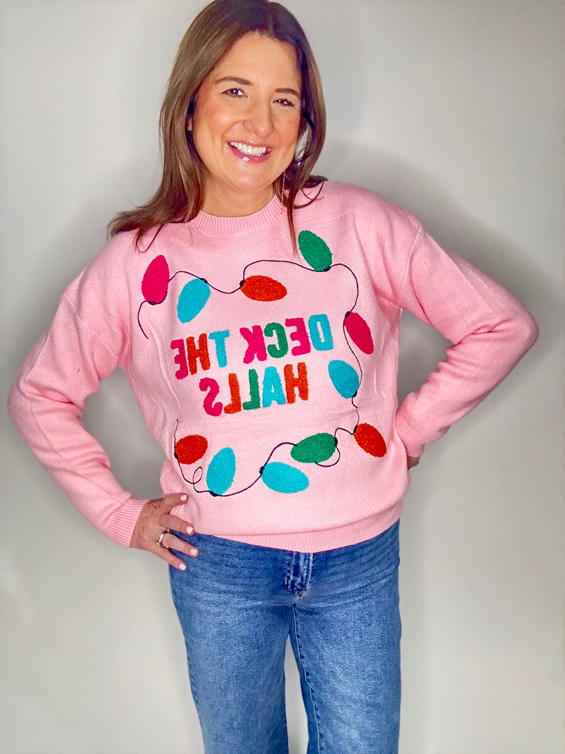 The Pink Deck The Halls Sweater - Triple Charm Boutique