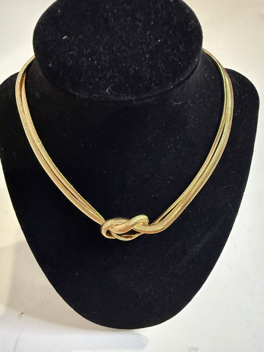 Snake Twist Gold Plated Stainless Steal Choker Necklace - Triple Charm Boutique